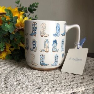 Blue and Cream Cowboy Boot Mug
